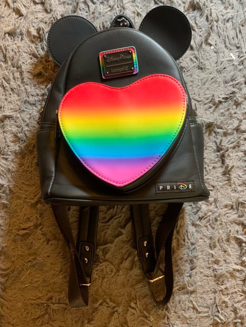 2022 Disney Parks Loungefly rainbow heart Mickey Mouse mini pride backpack